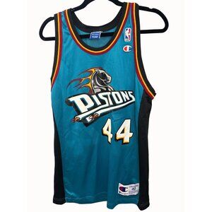 Champion Detroit Pistons Teal Mahorn #44 NBA Jersey Size 40 Mens Athletic Appare